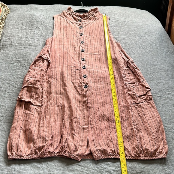 XL Lagenlook dress from a boutique in Seoul Korea. Dusty pink/tan w pinstripes - Picture 4 of 16